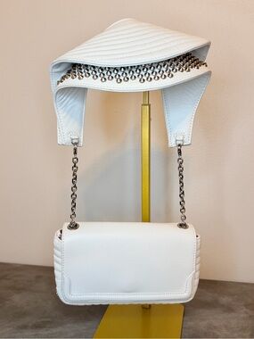 Christian Louboutin Artemis White Leather Bag with Studded Strap